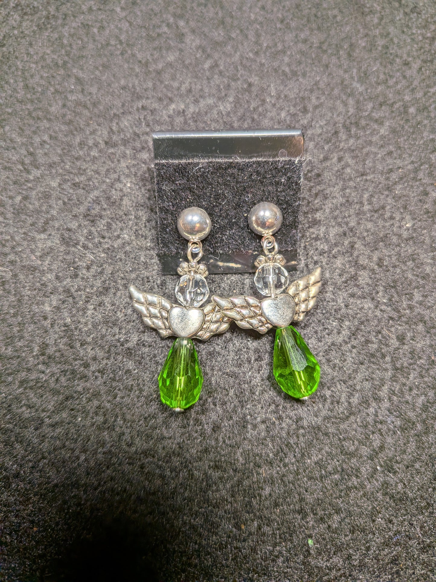 Green angel earrings