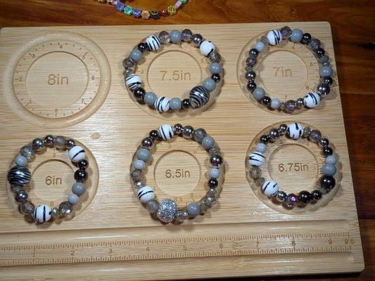 Black/silver/white bead bracelets