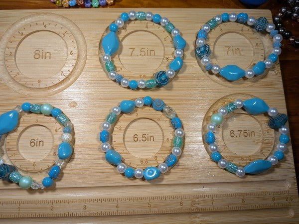 Turquoise-colored bead bracelets
