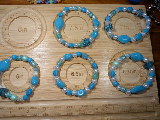 Turquoise-colored bead bracelets